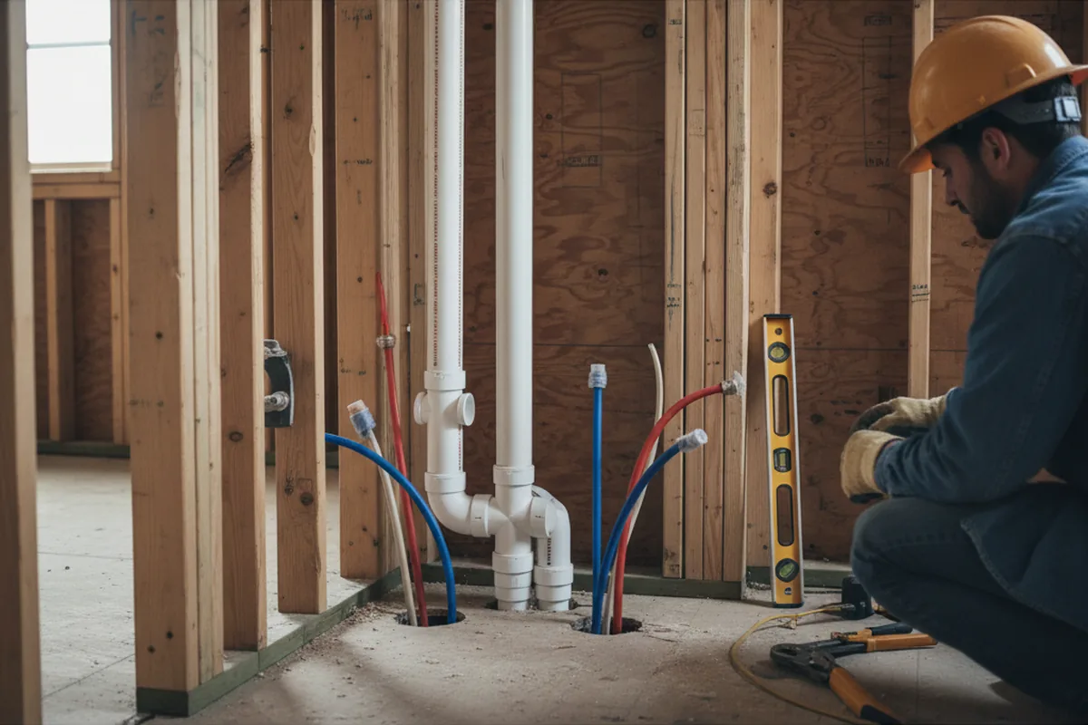 Drain and supply rough-in during Drain Cleaning in Letcher