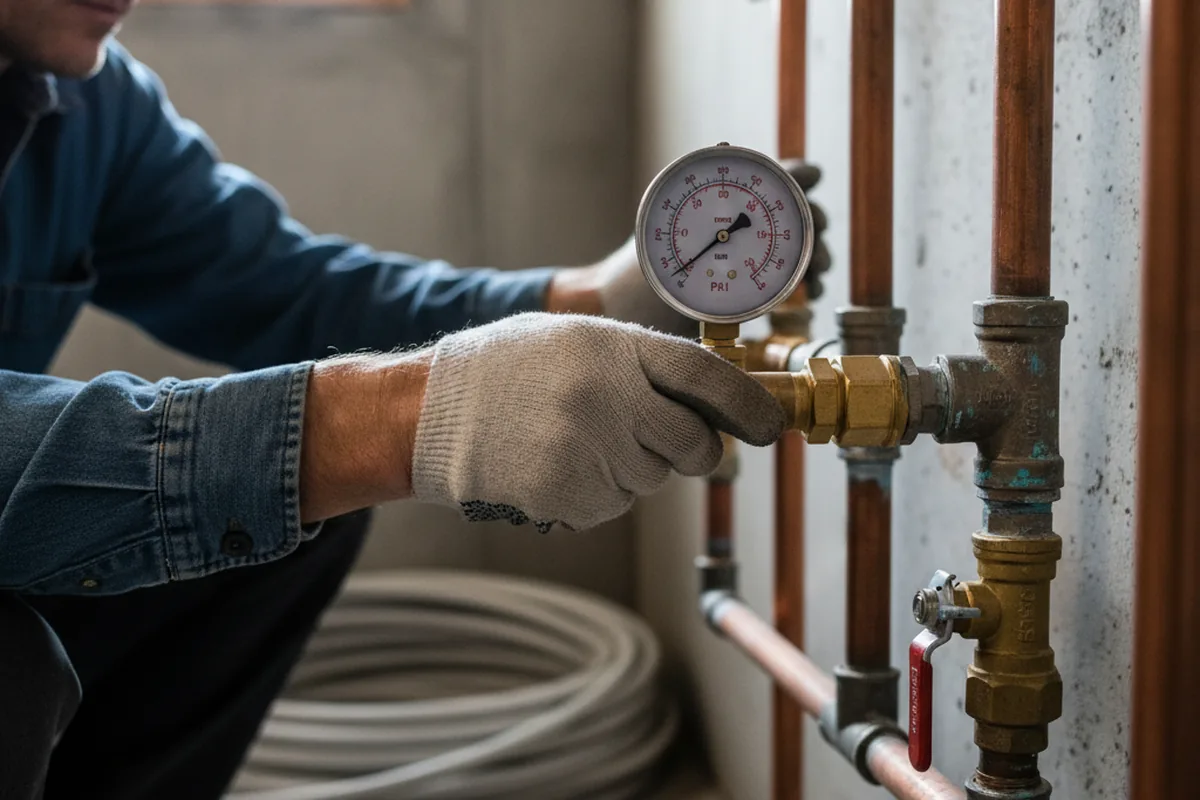 Pressure testing a repaired line during Water Line Repair in Letcher